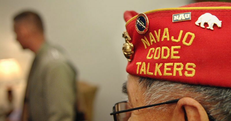 The Navajo Code Talkers served as U.S. Marines in World War II and helped develop a communications code based on their language.