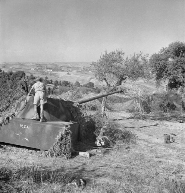A German Panther tank turret which was abandoned before being emplaced in a defensive position on the Gothic Line, 3 September 1944.
