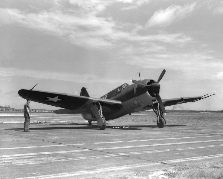 This Curtiss SB2C-1 Helldiver was operated by the National Advisory Committee for Aeronautics (NACA), Langley Research Center at Hampton, Virginia (USA), for five months during the winter of 1942-3.