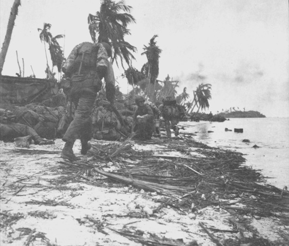 U.S. Marines move inland 1944