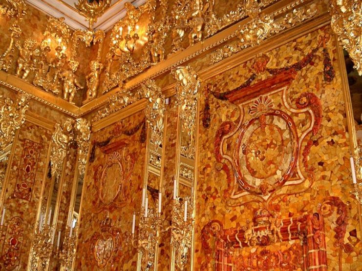 Corner section of the reconstructed Amber Room.