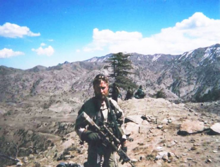 Britt Slabinski on Roberts Ridge (Takur Ghar) in March 2002