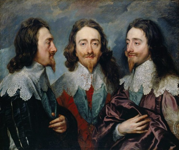 The Triple Portrait of Charles I) by Van Dyck, 1635 or 1636, Royal Collection taken from Germany by Americans.