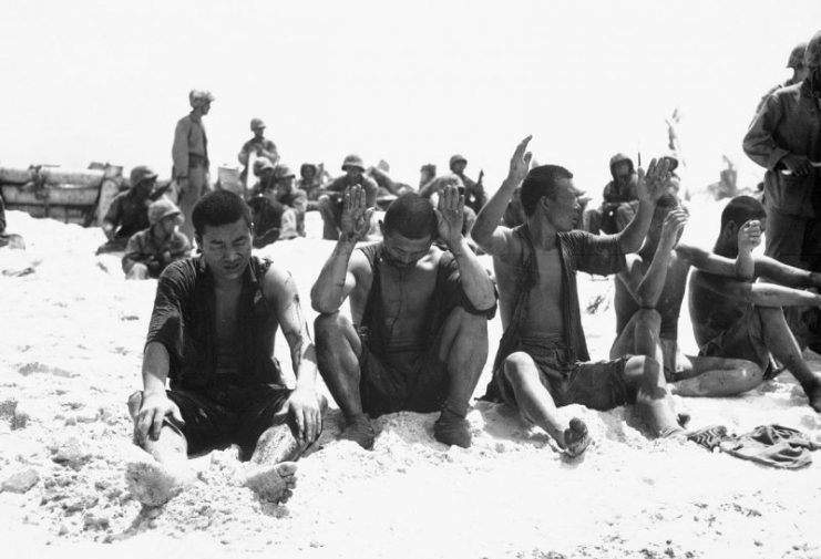 Japanese prisoners of war at Tarawa.