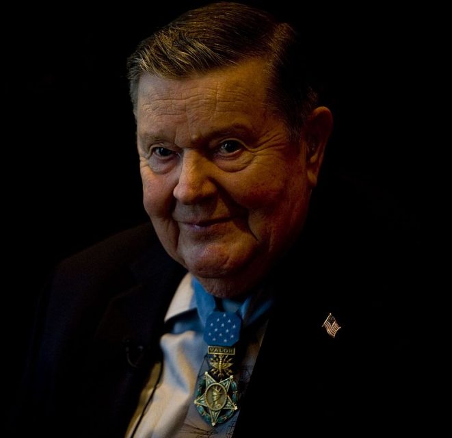 Retired United States Air Force Colonel Joe Jackson, Medal of Honor recipient, gives an interview during the 2010 Medal of Honor Convention in Charleston, South Carolina, on September 29, 2010.