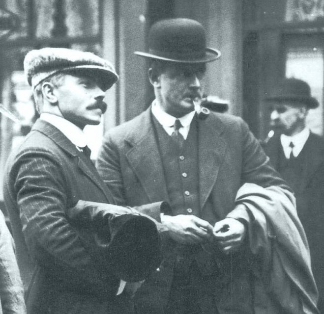 Lightoller, right, with third officer Herbert Pitman.