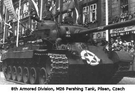 M26 in the streets of Pilsen, Czechoslovakia.