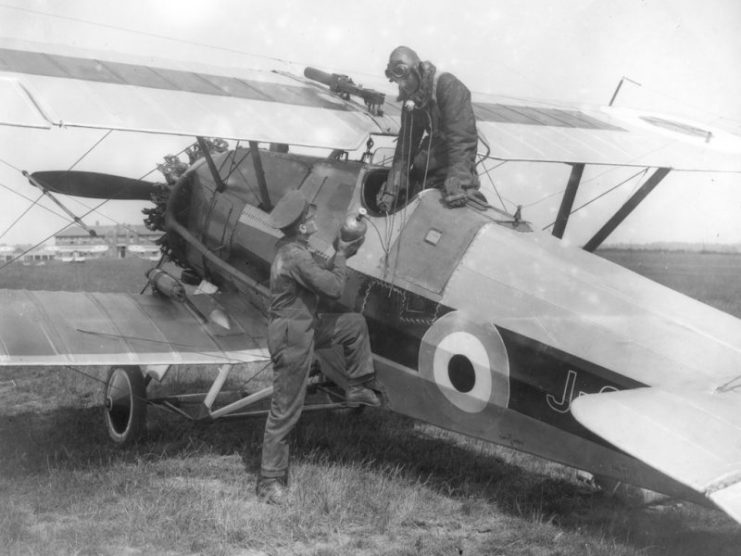 RAF Armstrong-Whitworth Siskin IIIa from No. 41 Squadron at Northolt being supplied with oxygen.