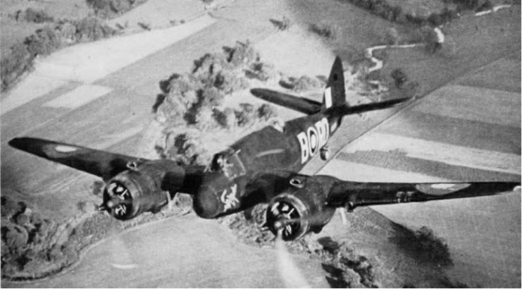 A Beaufighter Mk IF (B-RO) of No. 29 Squadron.