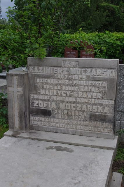 Grave of the writer and journalist Kazimierz Moczarski and journalist Zofia Moczarska at the Military Cemetery in Powazki Cemetery in Warsaw.Photo Mateusz Opasiński CC BY-SA 3.0
