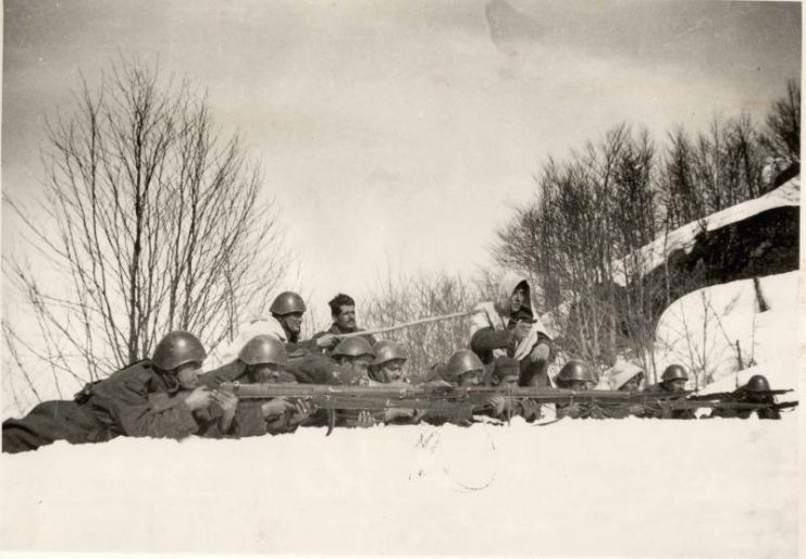 Unit of the Greek Army during the Spring Offensive (Spring 1941) in the Greco-Italian War.
