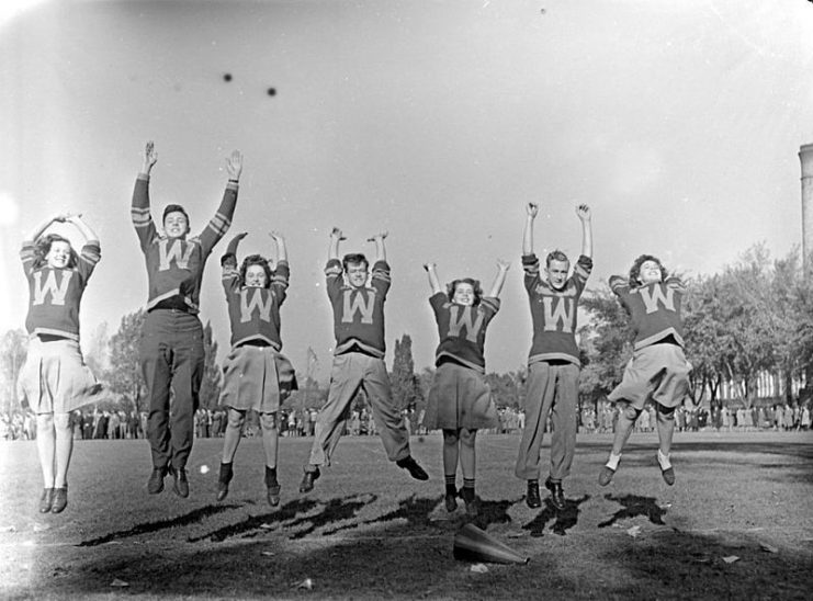 High school cheerleaders in Montreal in 1943