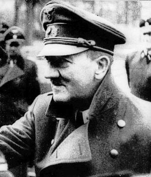 Hitler on 20 April 1945 in his last public appearance, in the garden of the Reich Chancellery, ten days before he and Eva Braun committed suicide.