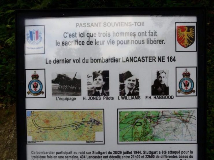 Plaque with information on the crew and the crash Photo by .550squadronassociation.org.uk