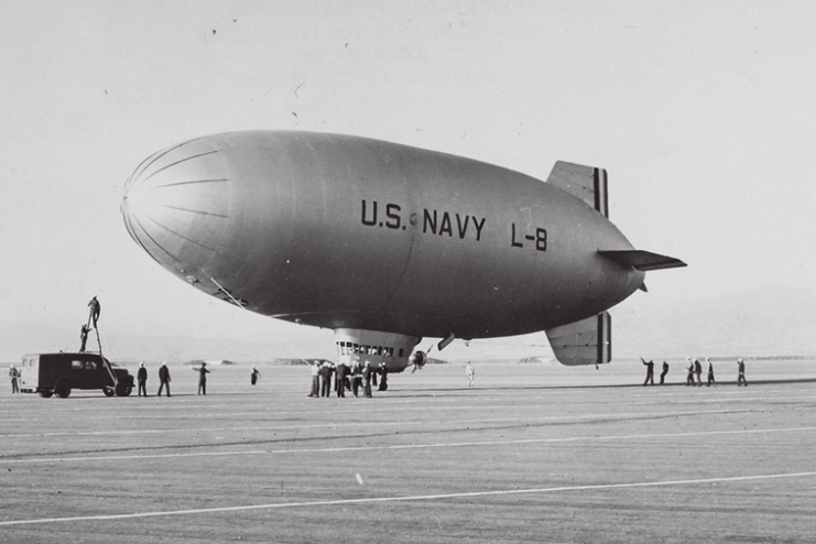 L-8 is readied for takeoff in the spring of 1942, when it prowled the West Coast in search of Japanese submarines.Photo: National Archives