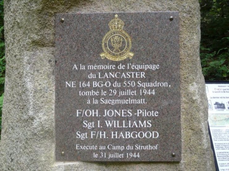 Memorial Stone for NE164 F/O H Jones, Sgt I Williams and Sgt F H Habgood Photo by .550squadronassociation.org.uk