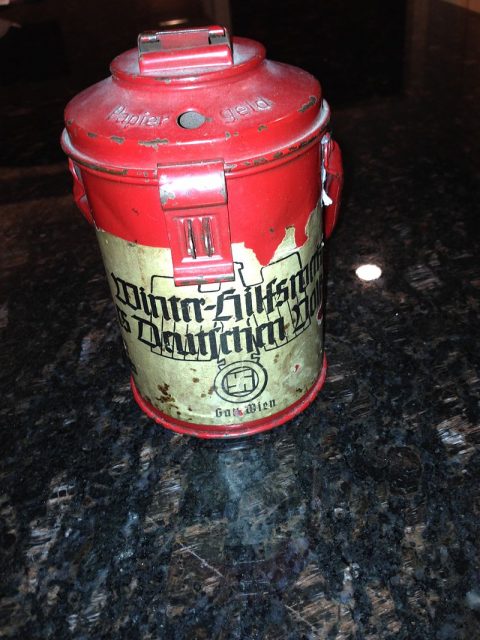 Nazi collection tin used for Winterhilfswerk. Photo: Drrcs15 CC BY-SA 4.0