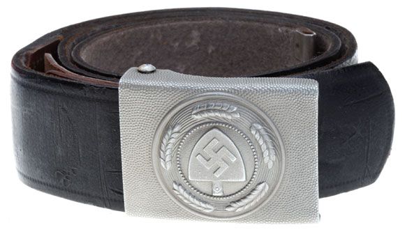 The Reich Labour Service was compulsory and were deployed in all areas performing an array of tasks, such as the building structures like defences to working on large farms or projects. The RAD belt buckle shows the shovel embossed with the swastika. (Pinterest)