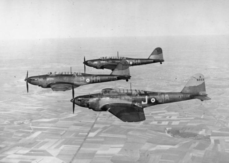 RAF No. 218 Squadron Fairey Battles over France, circa 1940