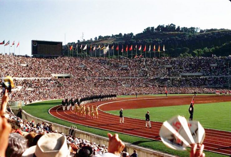 Opening Ceremony in 1960 Summer Olympics in Stadio Olimpico in Rome, Italy. Photo: Alex Dawson / CC BY-SA 2.0