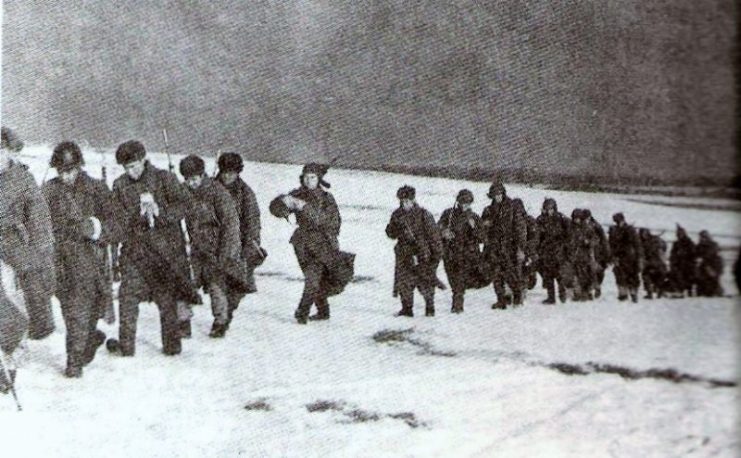 Soviet riflemen moving in the steppe after the breaking of the Don’s front