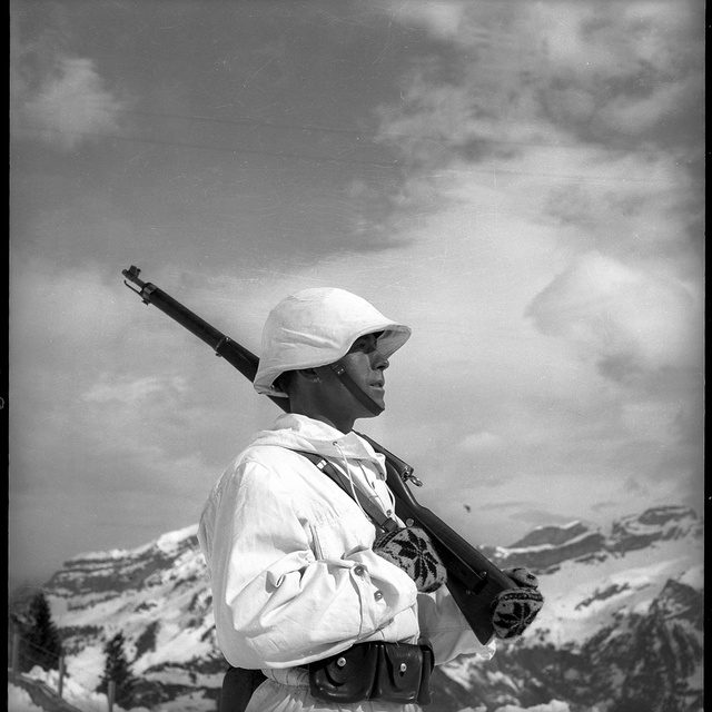 Swiss mountain soldier, circa 1940.