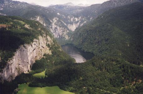 Aerial view of Lake Toplitz