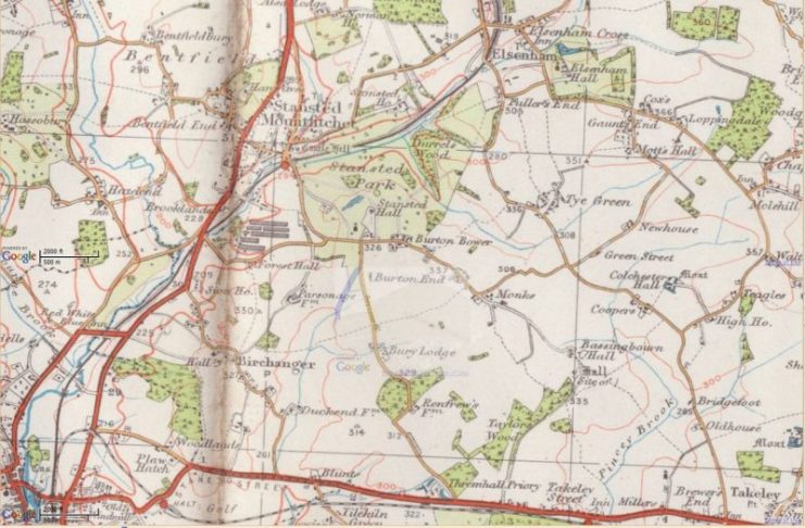 Where Stansted Airport is now, as about 1935