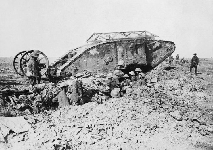 British Mark I male tank near Thiepval, September 25, 1916.