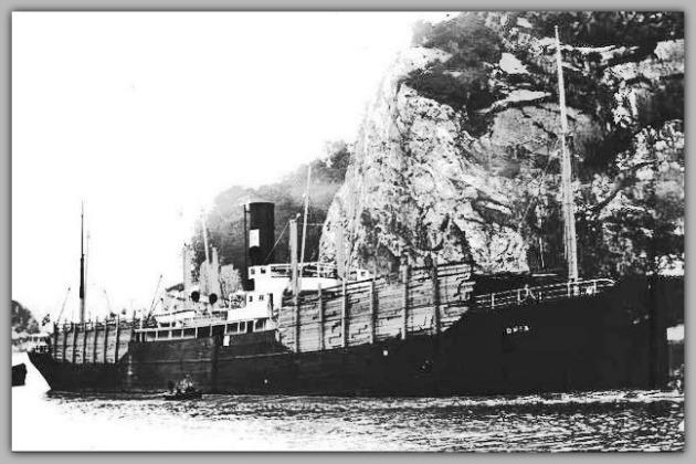 SS Oria. Photographed after she ran aground. Source Unknown.