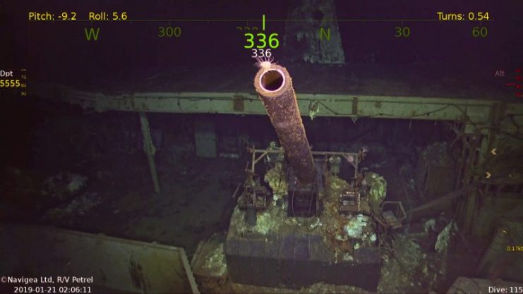 A five-inch gun on USS Hornet. Photo courtesy of Paul G. Allen’s Vulcan Inc.