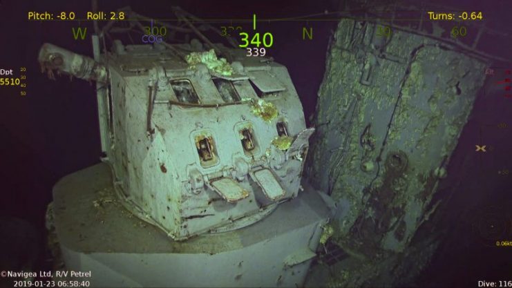 A five-inch gun director on USS Hornet. Photo courtesy of Paul G. Allen’s Vulcan Inc.