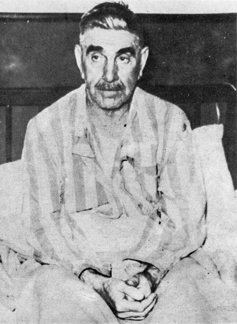 Ante Pavelić in hospital in Ciudad Jardín Lomas del Palomar, Buenos Aires, recovering after the assassination attempt.