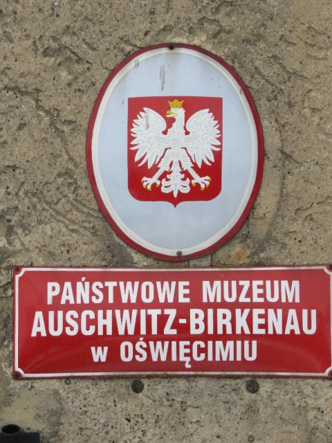 Auschwitz-Birkenau museum sign.