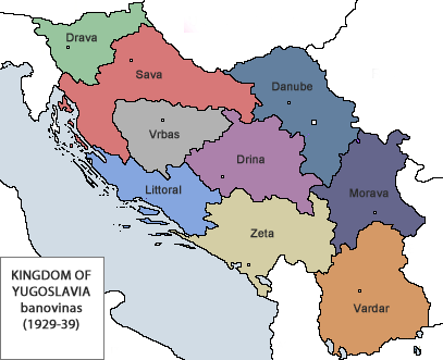 Banovinas of Yugoslavia, 1929–39. After 1939 the Sava and Littoral banovinas were merged into the Banovina of Croatia