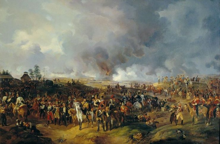 Battle of Leipzig.Part of the War of the Sixth Coalition.Russian, Austrian, and Prussian troops in Leipzig.Painting by Alexander Sauerweid