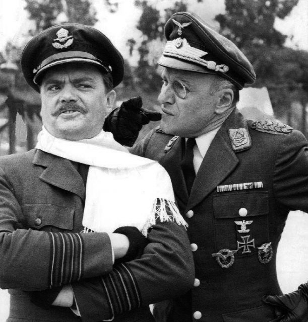 Photo of Bernard Fox as Captain Critterton and Werner Klemperer as Commandant Klink from the television program Hogan’s Heroes.