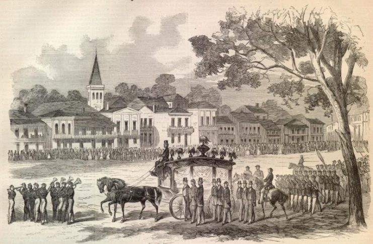 Funeral of Andre Cailloux in New Orleans, July 29, 1863, from the August 29, 1863, edition of Harpers Weekly