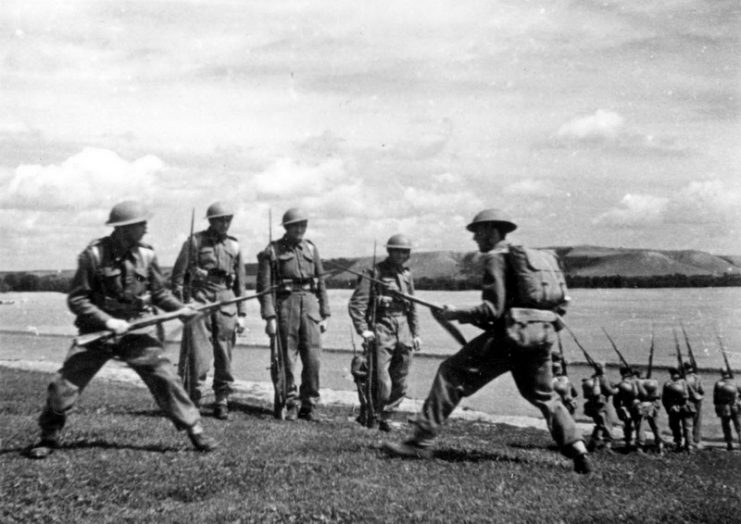 Czechoslovak soldiers during close combat training near Buzuluk in Russia