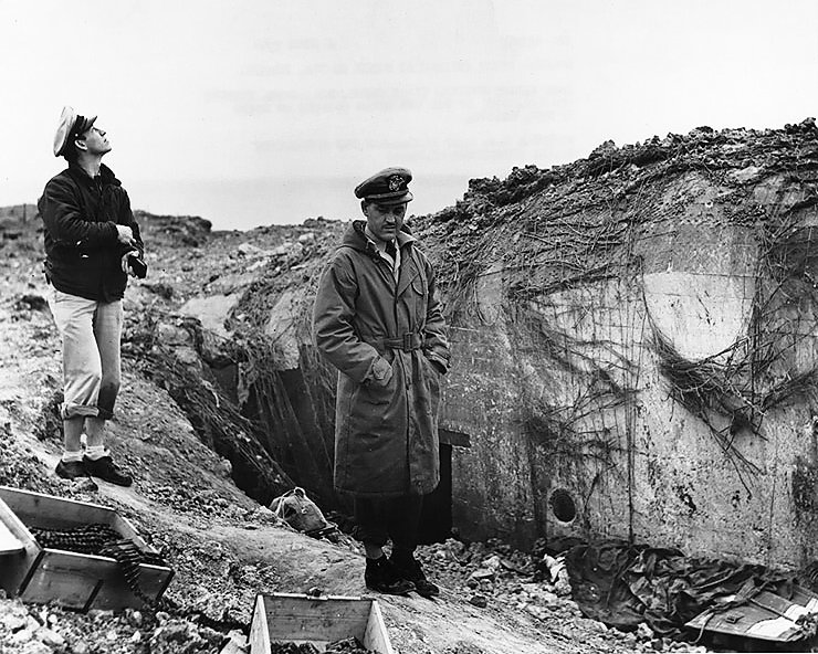 Damaged German pillbox at Pointe du Hoc.