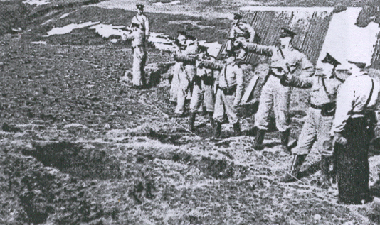 Icelandic police officers undergoing firearms instruction during 1940.