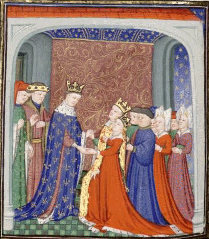 Joan & David II with Philip VI of France