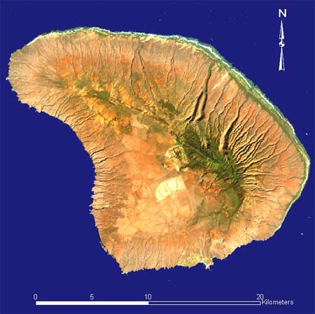 Landsat satellite image of Lanai. Hawaii, USA