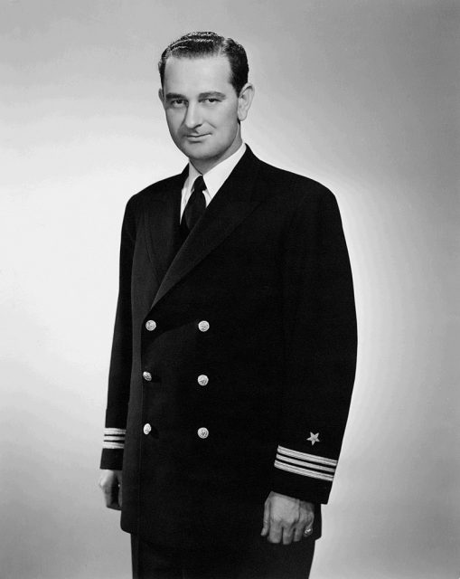 Lyndon Baines Johnson in navy uniform, 1942.