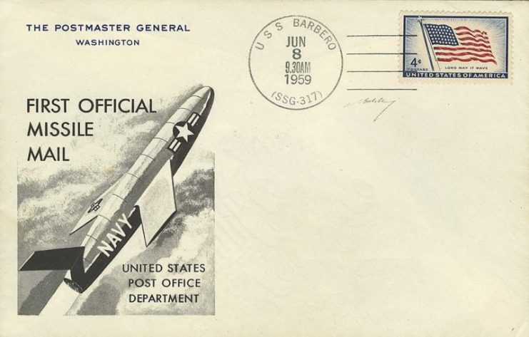 Missile Mail cover launched from USS Barbero.