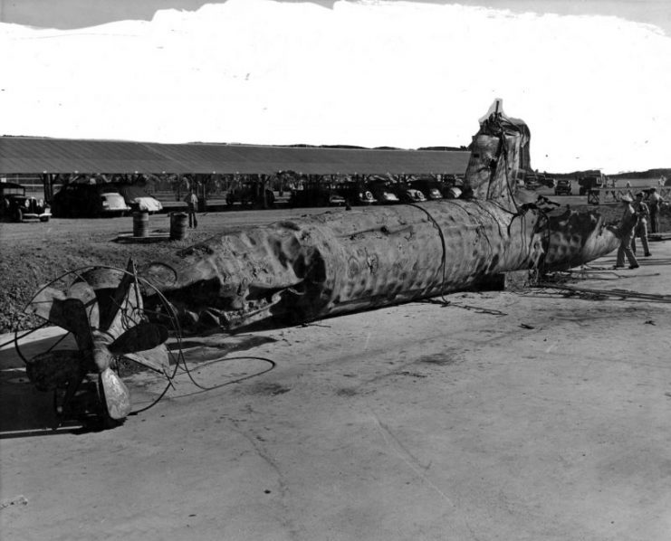 Japanese Type A Midget Submarine At the Pearl Harbor Navy Yard in December 1941. Naval History and Heritage Command