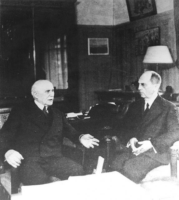 Pétain and his final meeting with the departing American ambassador William D. Leahy, 1942