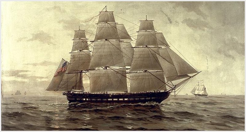 USS Chesapeake, depicted in a c. 1900 painting by F. Muller