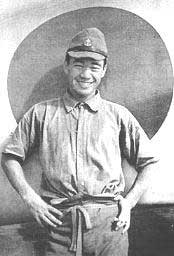 Sakai posing in front of the Hinomaru on his Mitsubishi A5M Type 96 fighter (Wuhan, 1939).