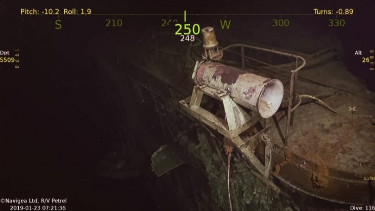 Signal horn atop the tower of the USS Hornet. Photo courtesy of Paul G. Allen’s Vulcan Inc.